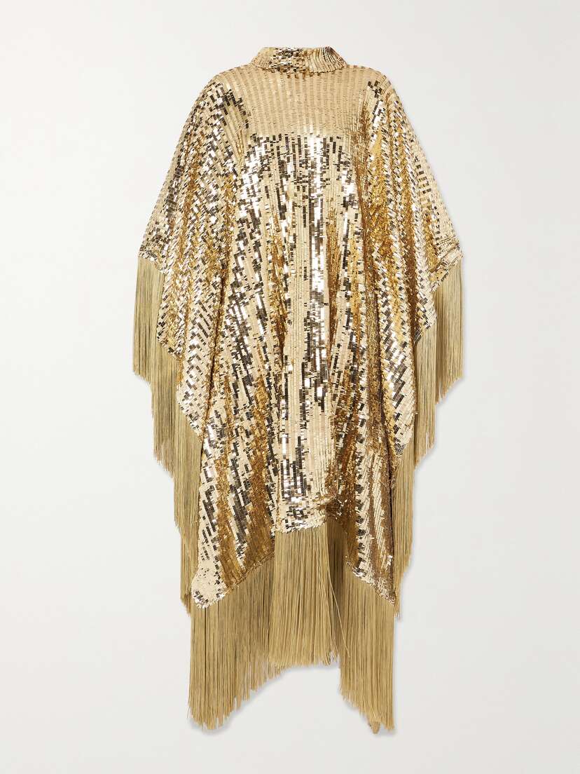 Taller Marmo Mrs Ross Disco Fringed Sequined Tulle Kaftan