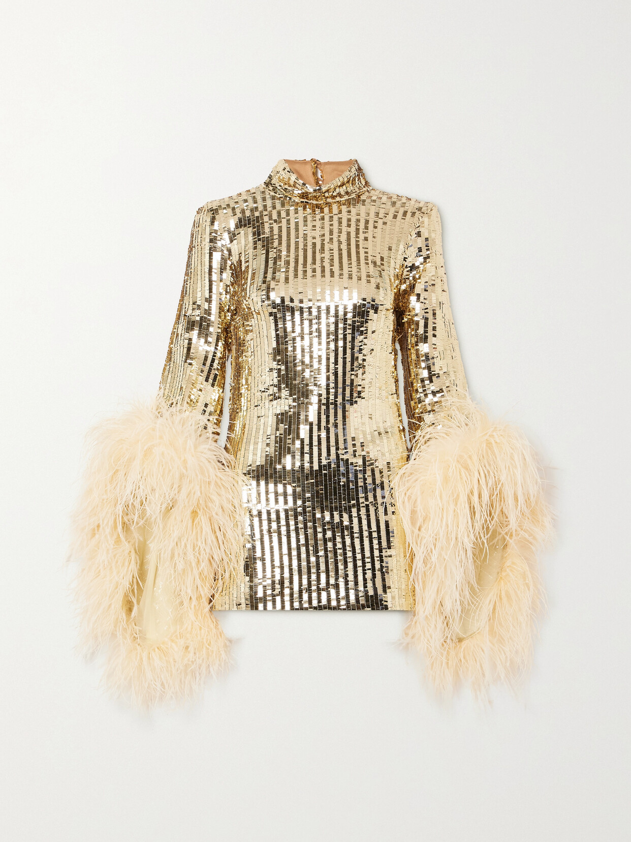 Taller Marmo - Del Rio Disco Feather-trimmed Sequined Tulle Mini Dress - Gold