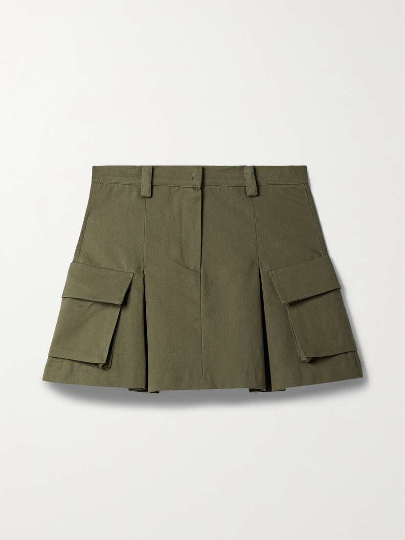 The Frankie Shop Audrey Pleated Cotton-twill Mini Skirt