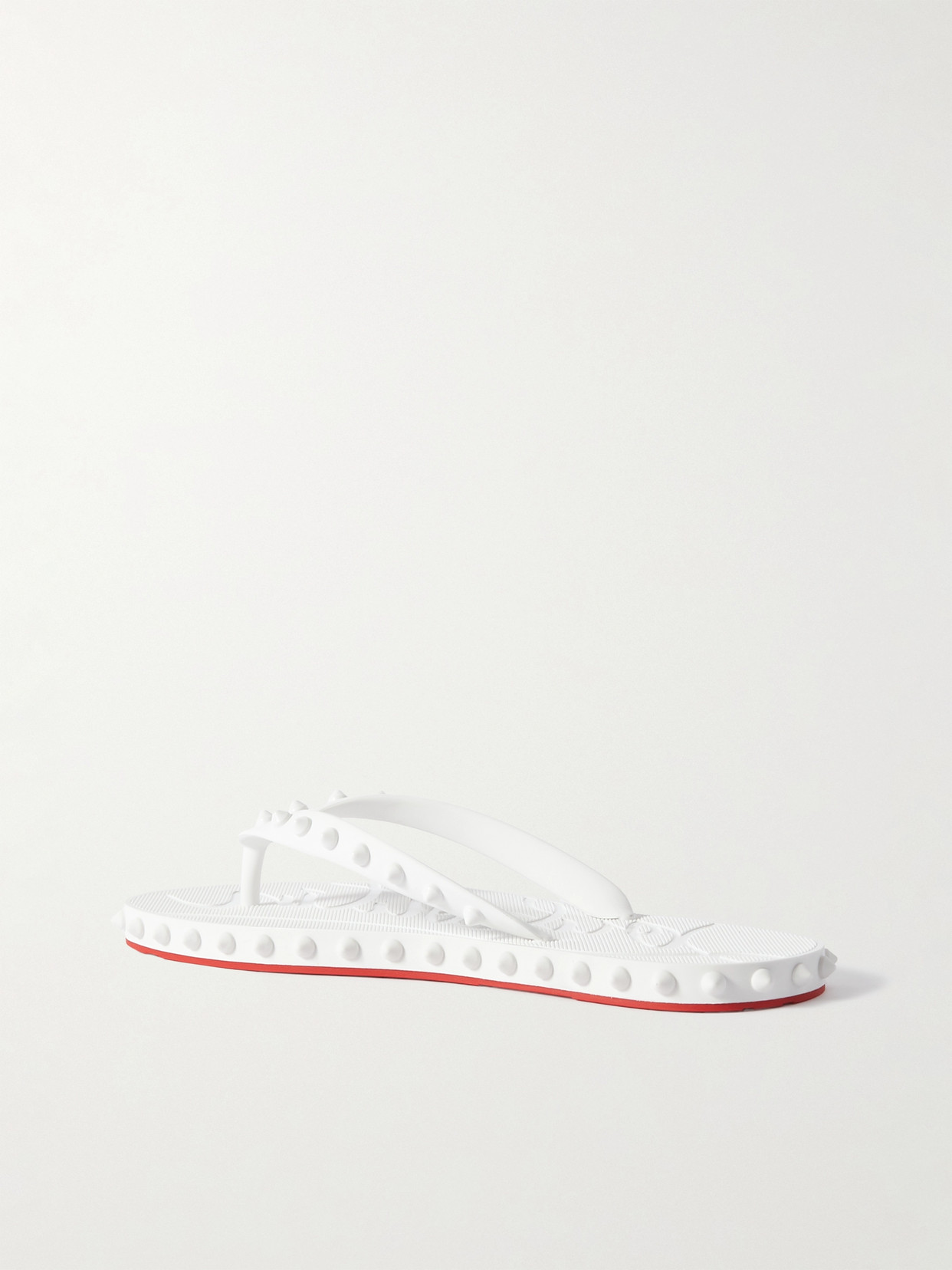 Shop Christian Louboutin Super Loubi Studded Rubber Flip Flops In White