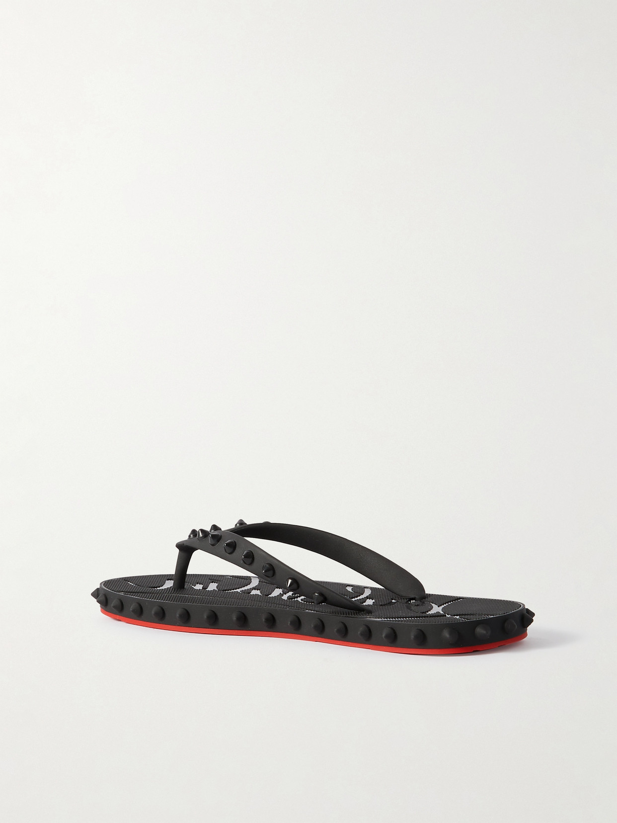 Christian Louboutin Loubi Donna Spike Red Sole Flip Flops In Black