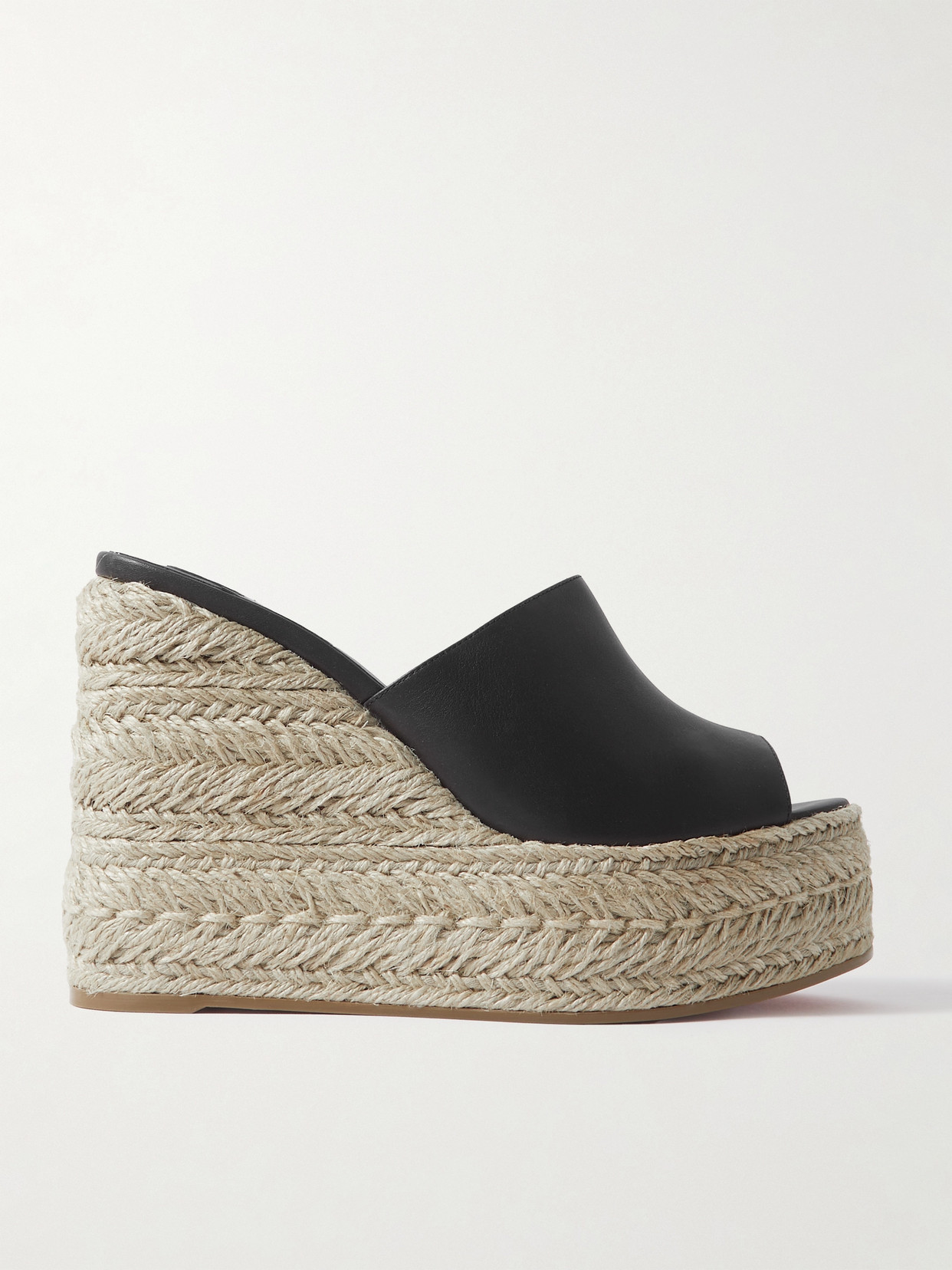 Christian Louboutin Ariella Zeppa Leather Wedge Espadrilles 130 In Black