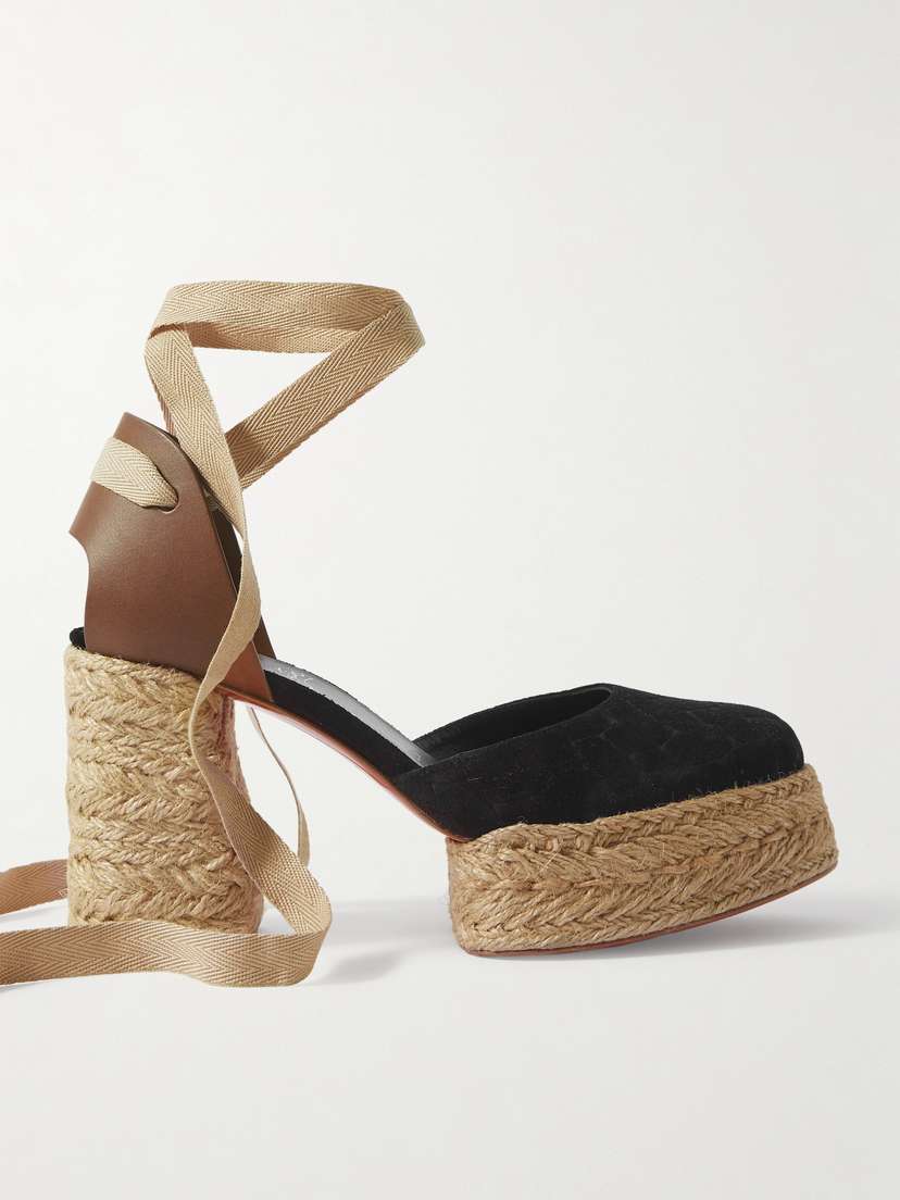 Christian Louboutin Brigissima 70 Leather And Suede Platform Espadrilles