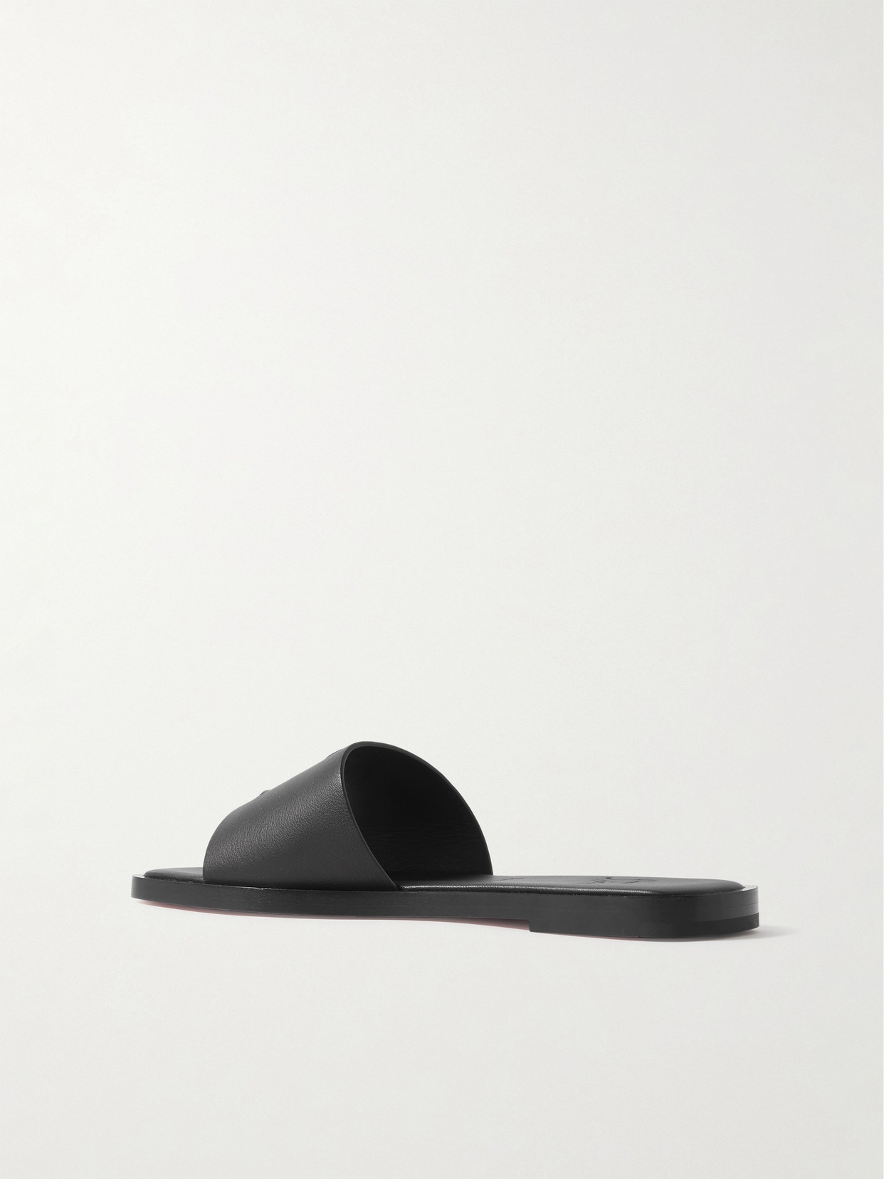 CHRISTIAN LOUBOUTIN CL LOGO-EMBOSSED LEATHER SLIDES