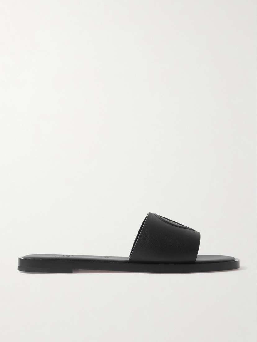 Christian Louboutin Cl Logo-embossed Leather Slides