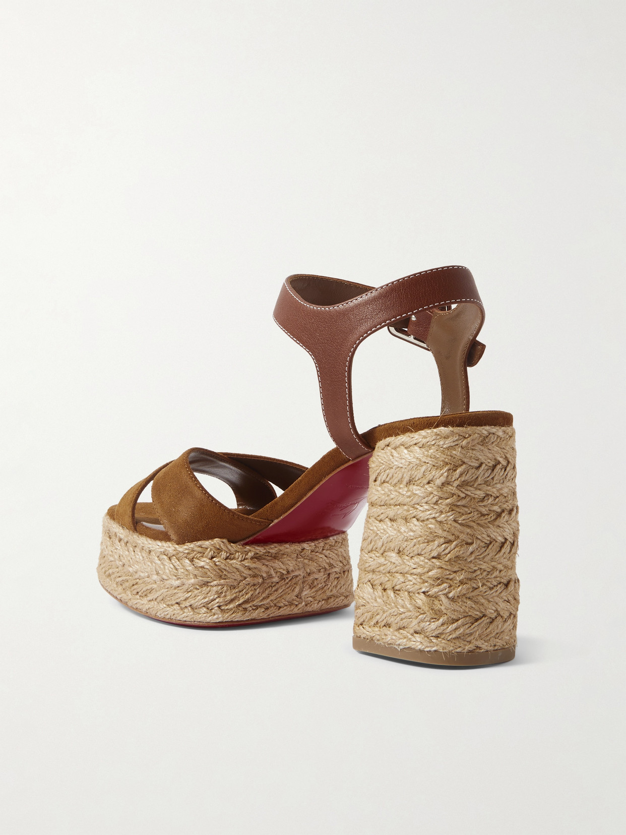 Shop Christian Louboutin Calakala 70 Leather And Suede Espadrille Platform Sandals In Brown