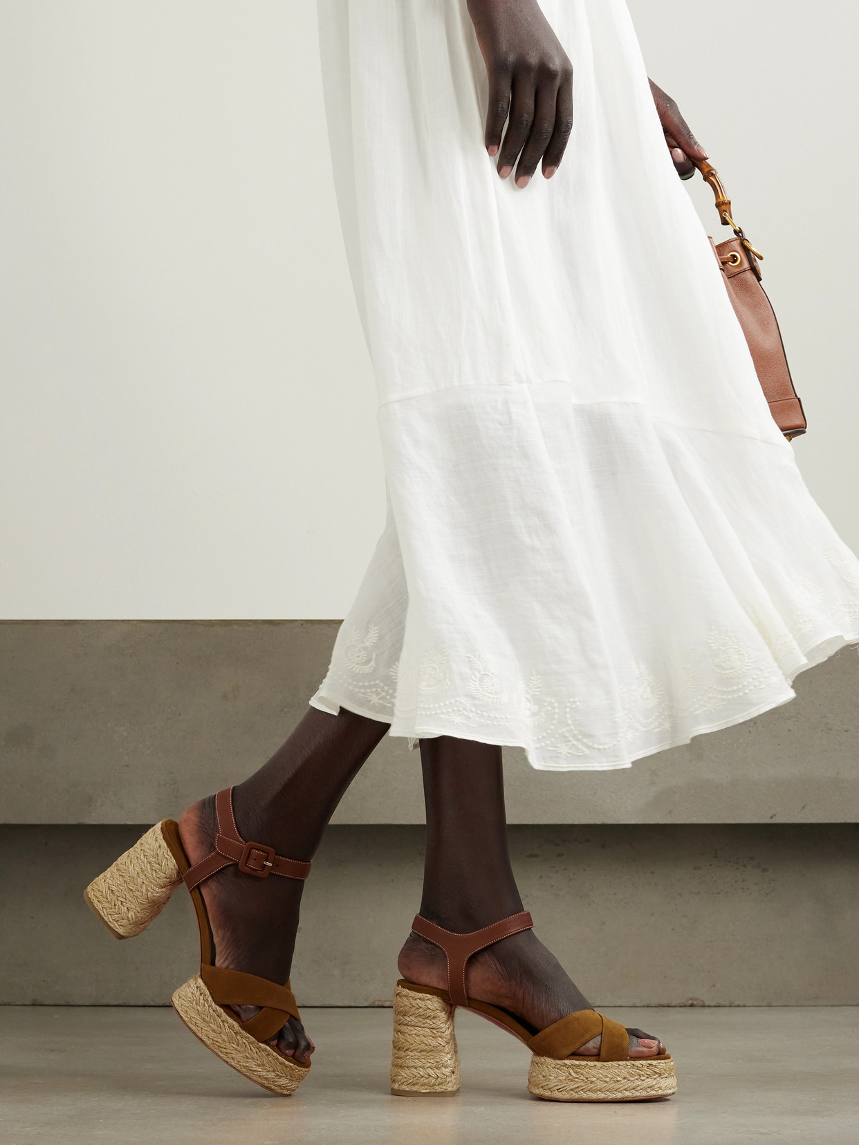 Christian Louboutin Super Calakala 130mm Suede Platform Sandals In Brown