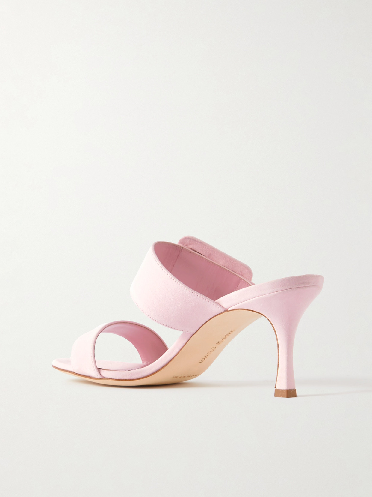 Manolo Blahnik Gable 70 Buckled Suede Mules In Pink
