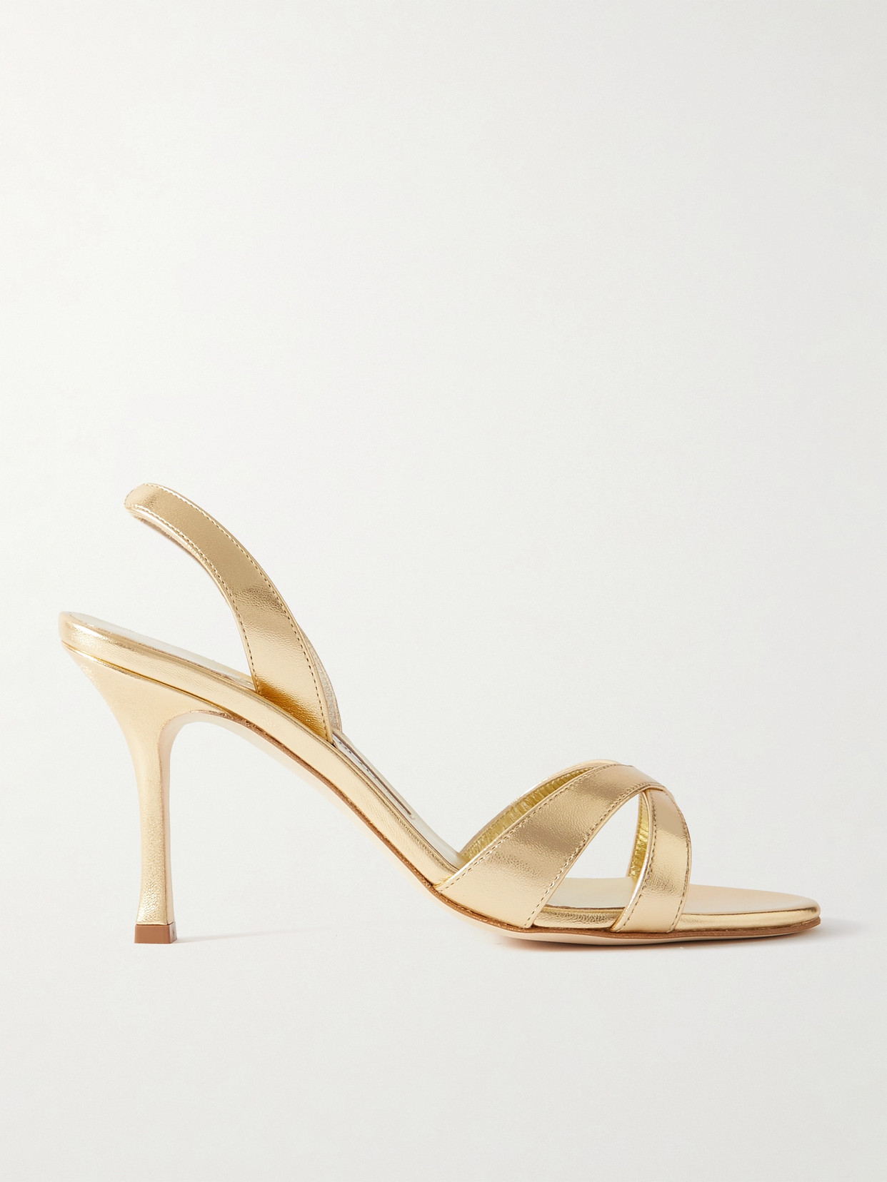 Manolo Blahnik - Callasli 90 Metallic Leather Slingback Sandals - Gold