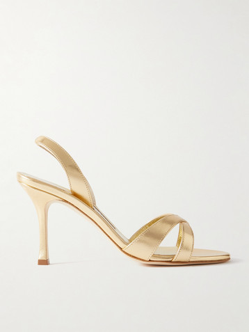 MANOLO BLAHNIK Callasli 90 metallic leather slingback sandals