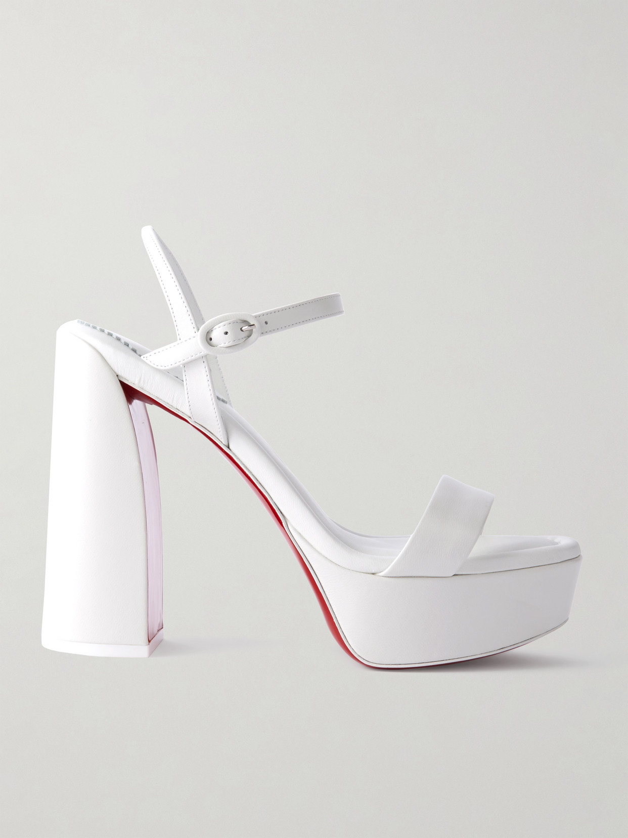 Shop Christian Louboutin Movida Jane 130 Platform Leather Sandals In White