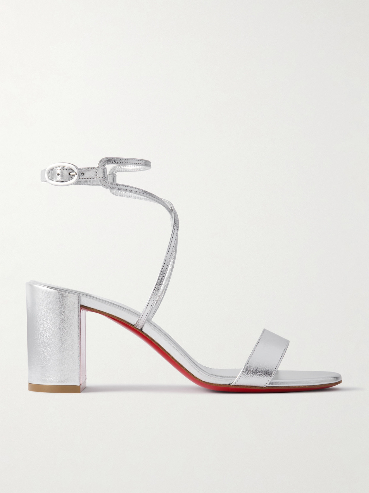 Christian Louboutin Choca Girl 70 Metallic Leather Sandals In Silver