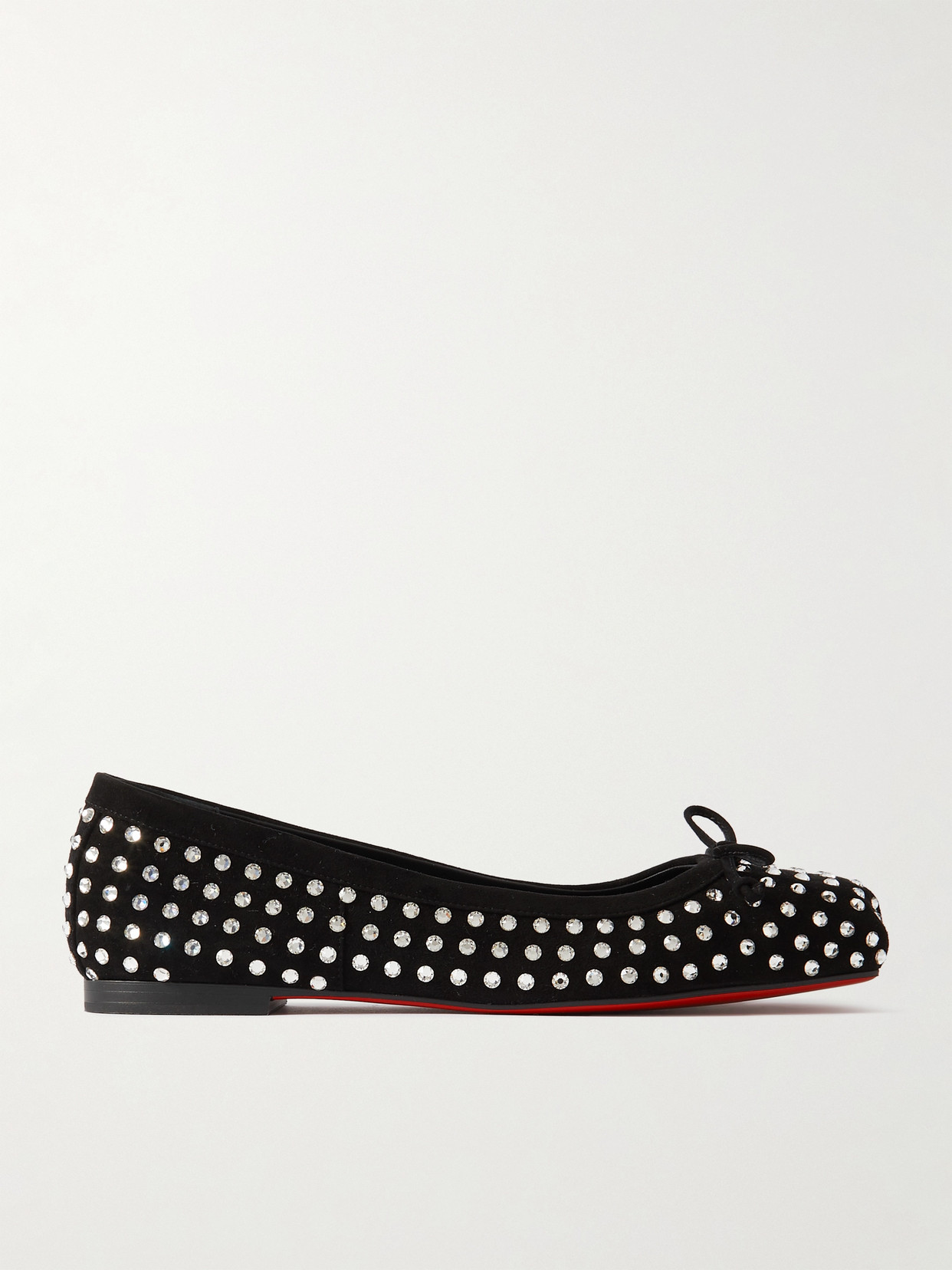 Shop Christian Louboutin Mamadrague Crystal-embellished Suede Ballet Flats In Black