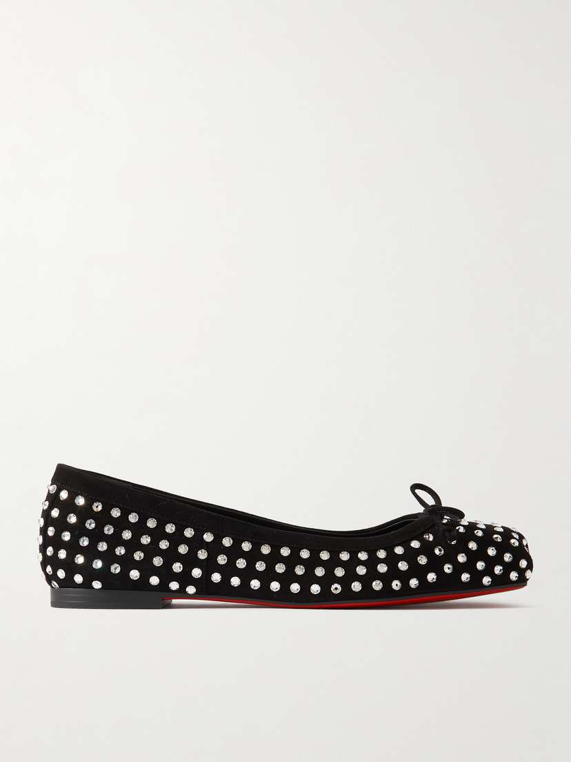 Christian Louboutin Mamadrague Crystal-embellished Suede Ballet Flats