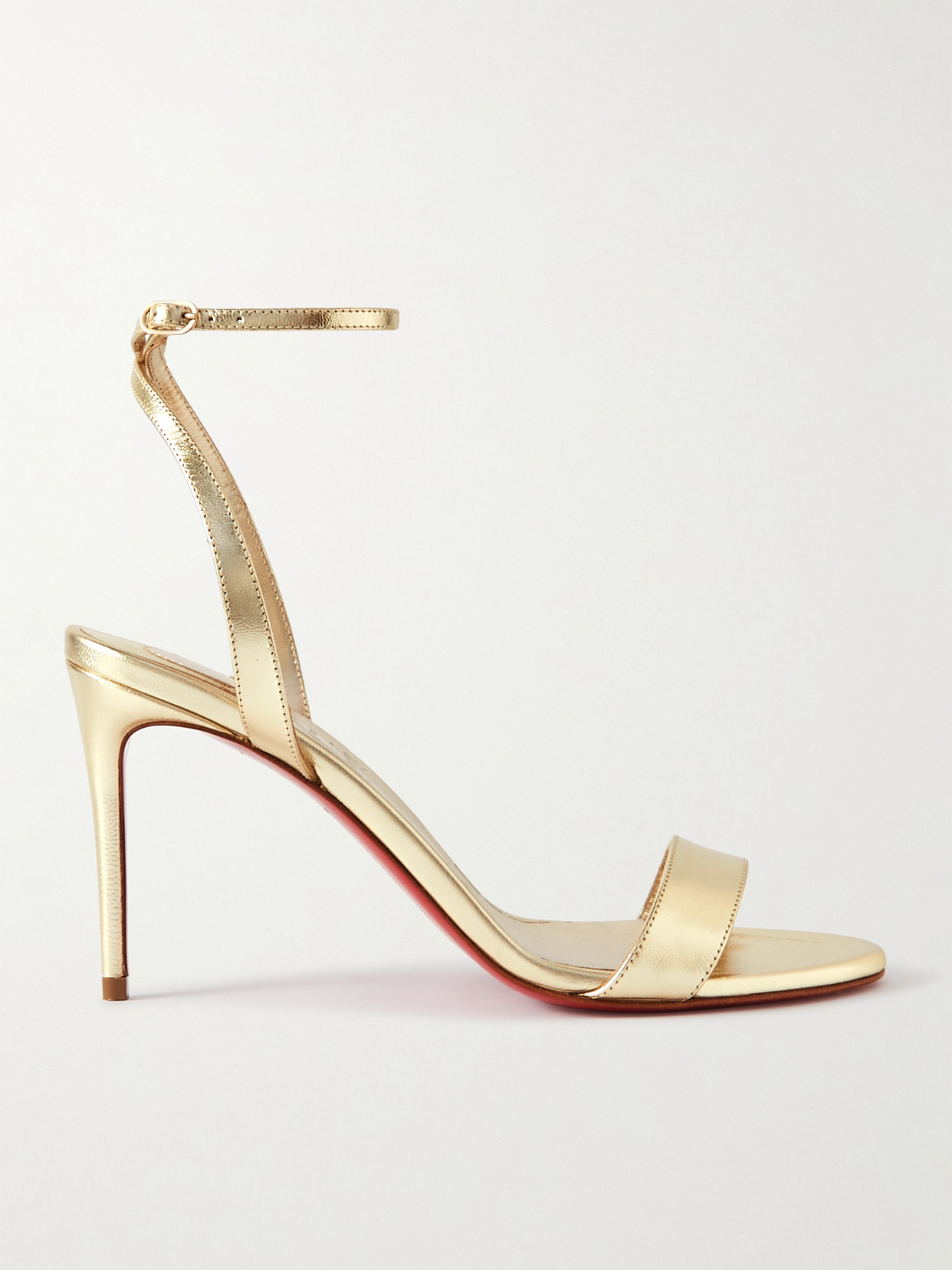 Christian Louboutin Loubigirl 85 Metallic Leather Sandals In Gold