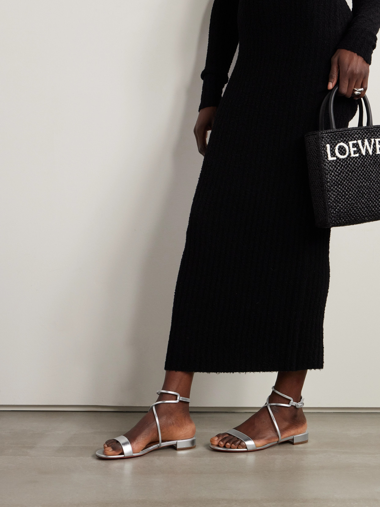 Christian Louboutin Miss Choca Ankle Strapped Metallic Sandals In Silver