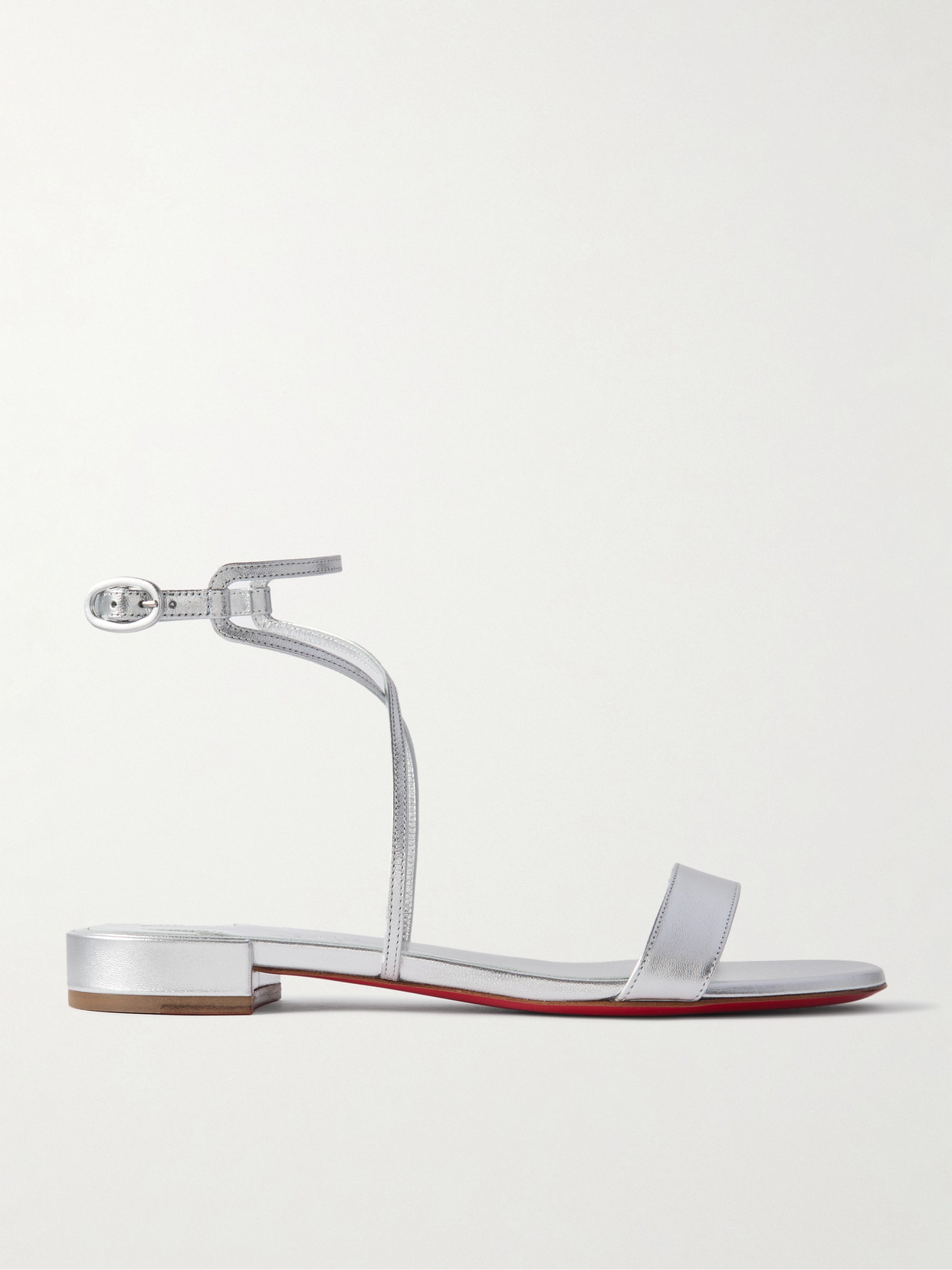 Christian Louboutin - Miss Choca Metallic Leather Sandals - Silver