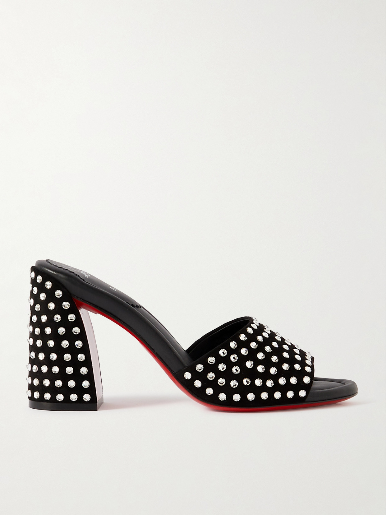 Shop Christian Louboutin Jane 85 Crystal-embellished Suede Mules In Black