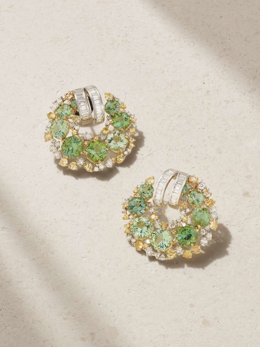 Ananya 18-karat White And Yellow Gold Multi-stone Earrings