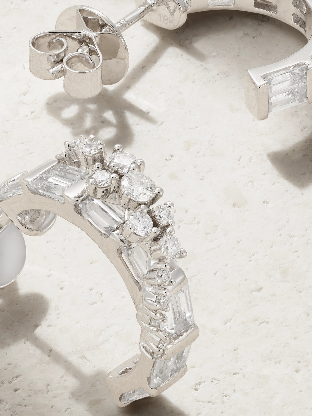 Ananya Scatter 18-karat White Gold, Diamond And Sapphire Hoop Earrings In Gold
