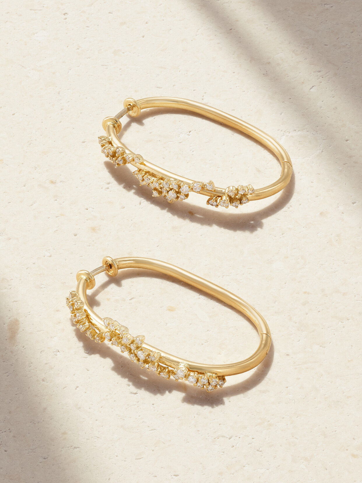 Ananya - Scatter Midi 18-karat Gold Diamond Hoop Earrings - One size