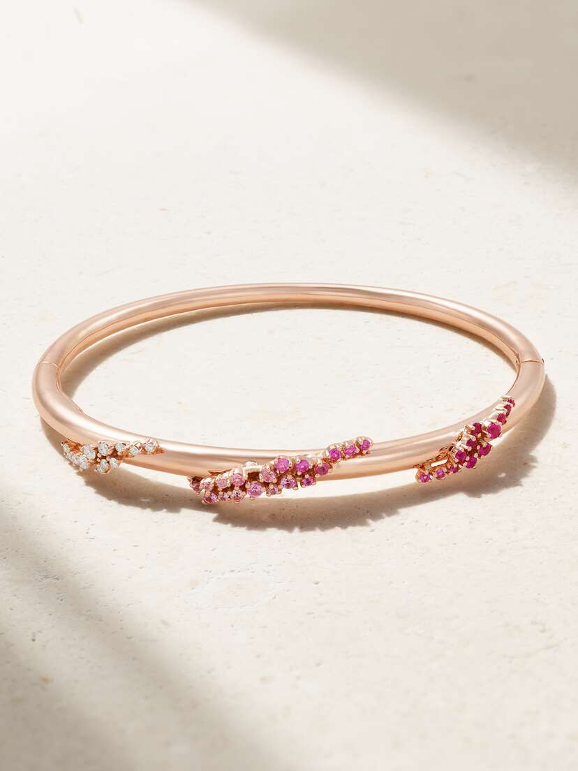 Ananya Scatter 18-karat Rose Gold Multi-stone Bangle