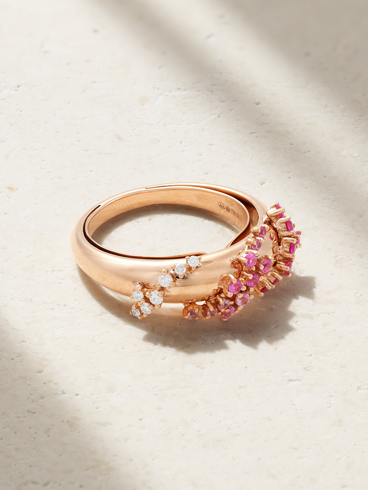 Ananya Scatter 18-karat Rose Gold Diamond And Sapphire Ring