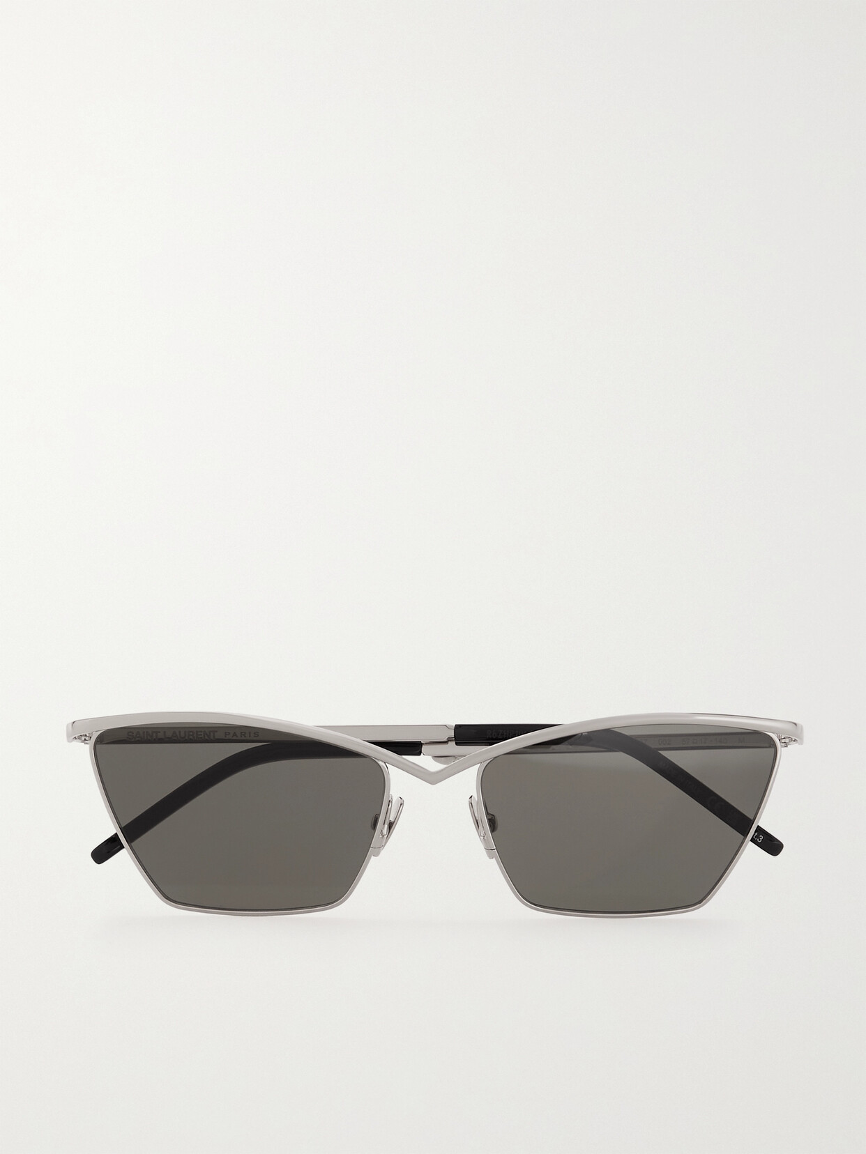 Saint Laurent Cat-eye Silver-tone And Acetate Sunglasses