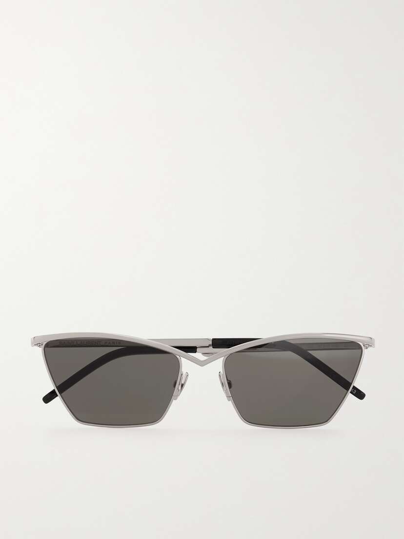 Saint Laurent Eyewear Cat-eye Silver-tone And Acetate Sunglasses