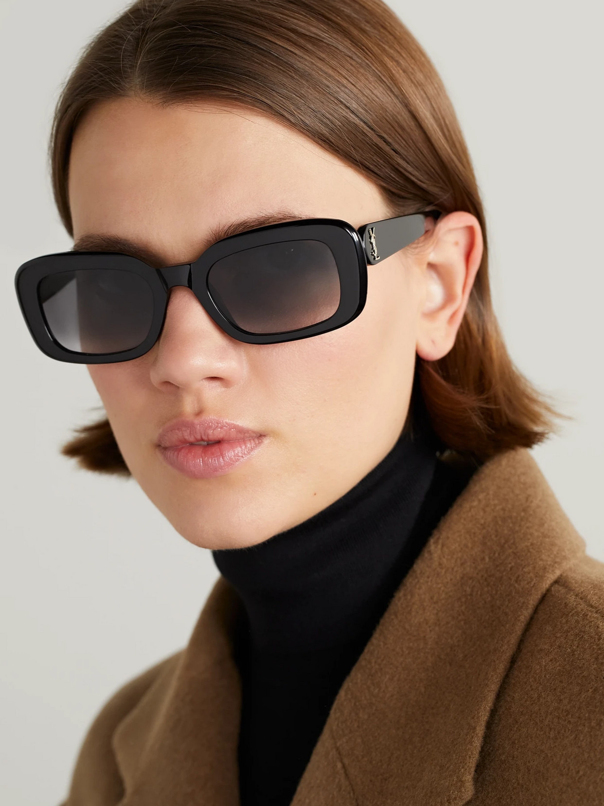 Saint Laurent Rectangular-frame Recycled Acetate Sunglasses In Black