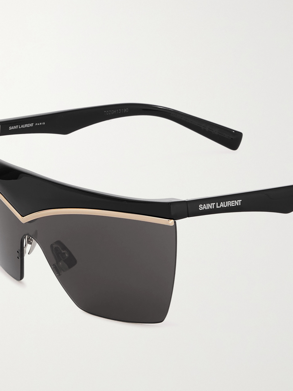 Saint Laurent D-frame Gold-tone And Acetate Sunglasses In Black