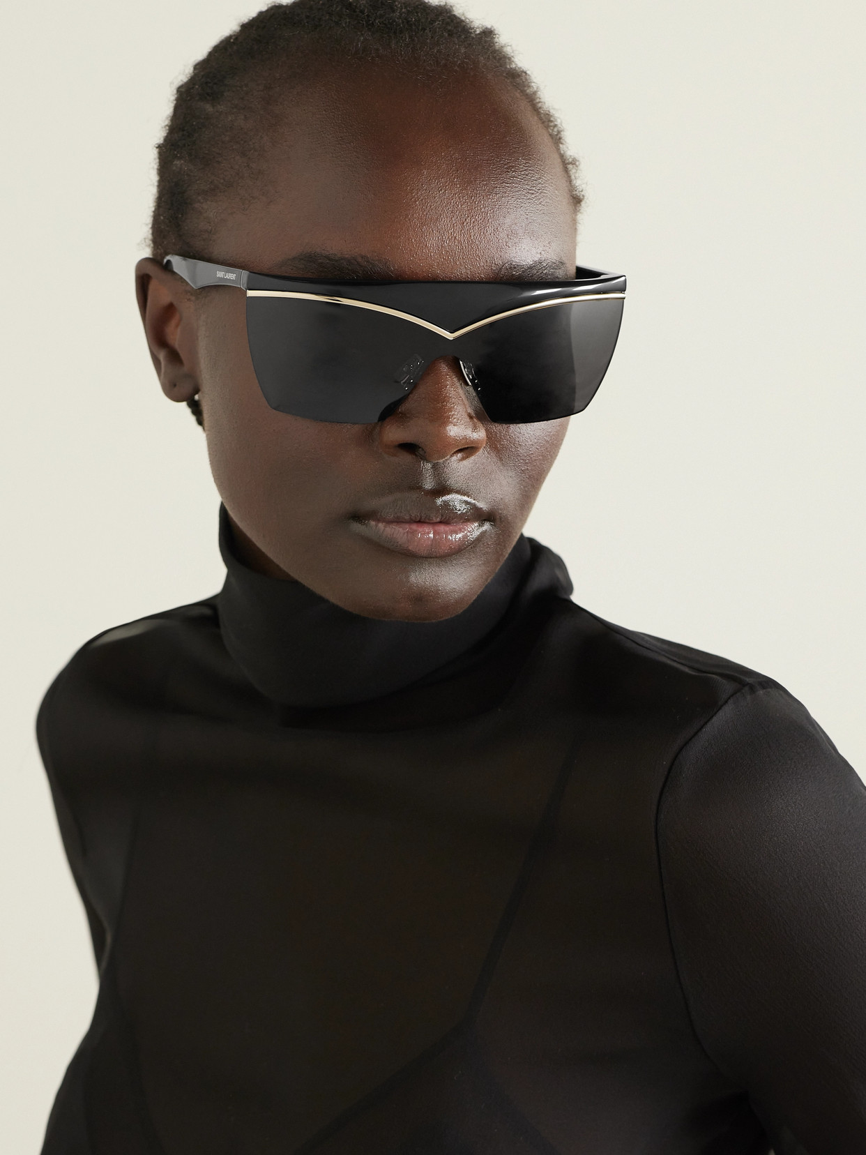 Saint Laurent D-frame Gold-tone And Acetate Sunglasses In Black
