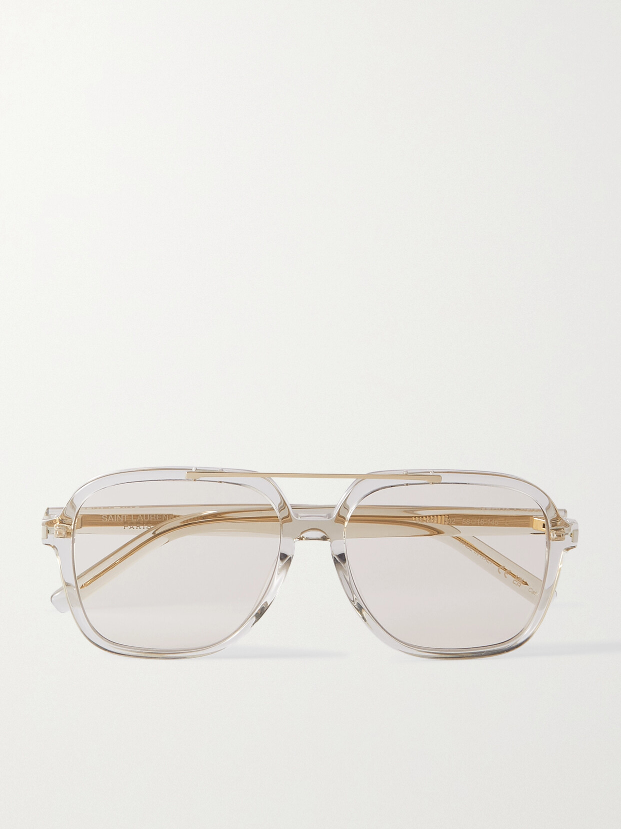 Saint Laurent Aviator-style Acetate Sunglasses In Neutrals