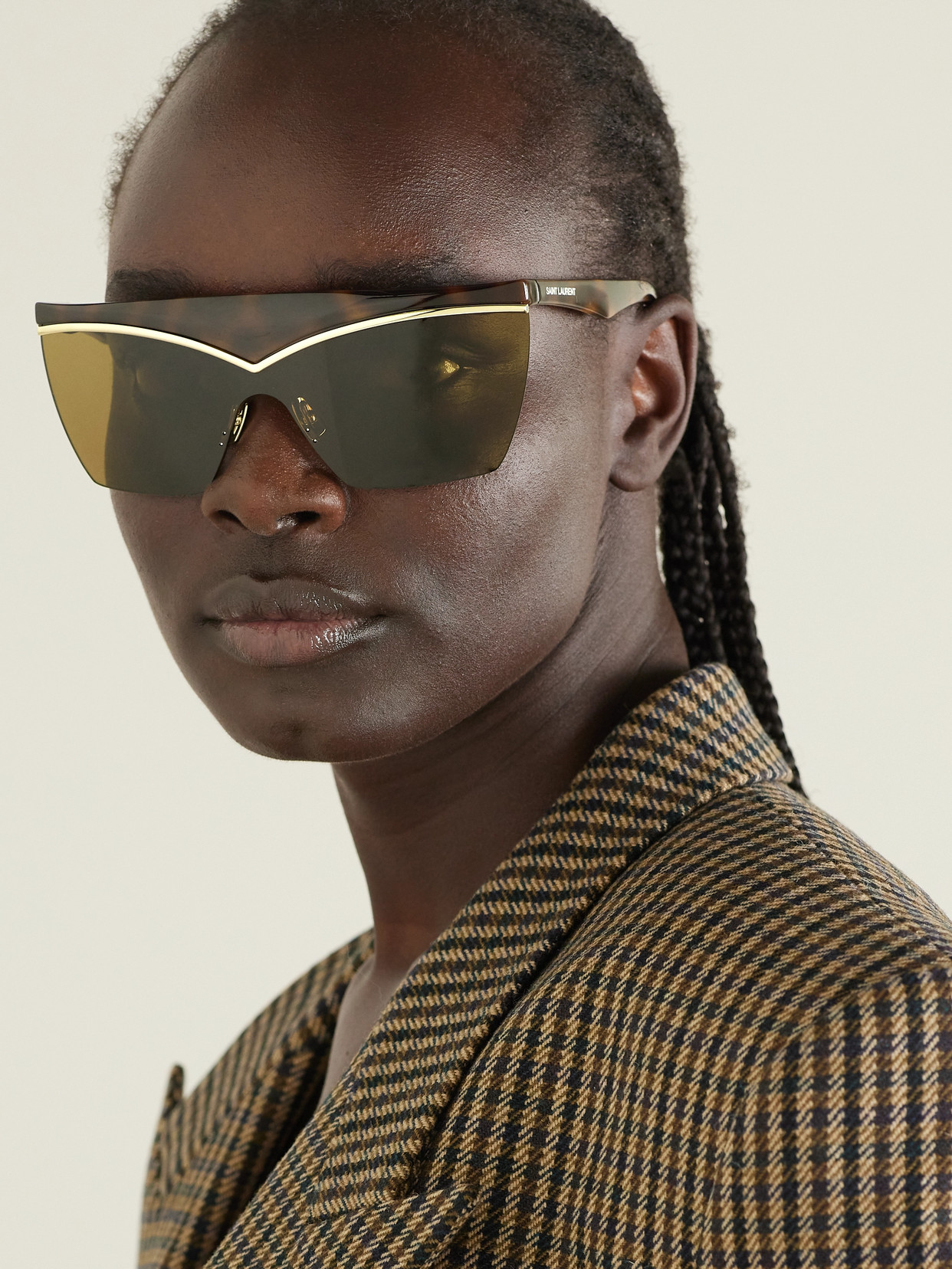 Saint Laurent D-frame Gold-tone And Tortoiseshell Acetate Sunglasses In Tortoiseshell