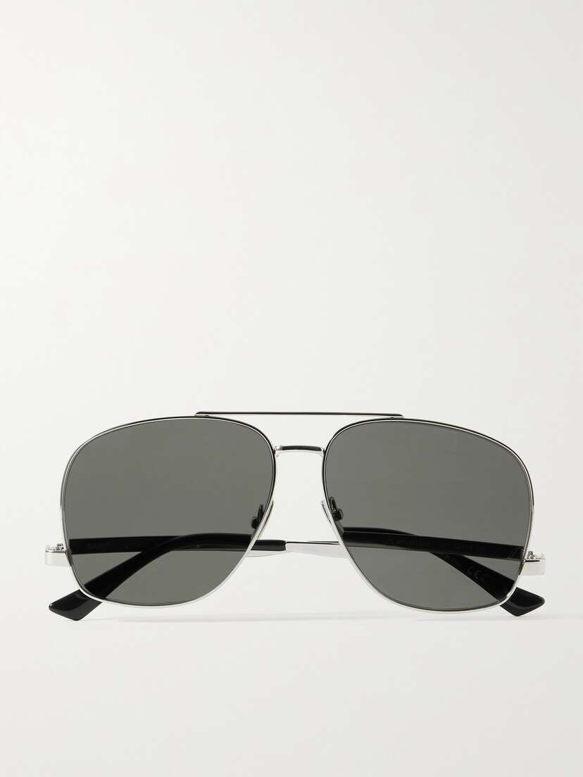 Saint Laurent Eyewear Leon Aviator-style Silver-tone Sunglasses