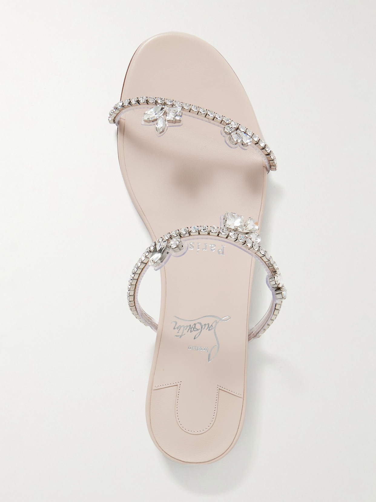 Shop Christian Louboutin Just Queenie Crystal-embellished Pvc Sandals In Silver