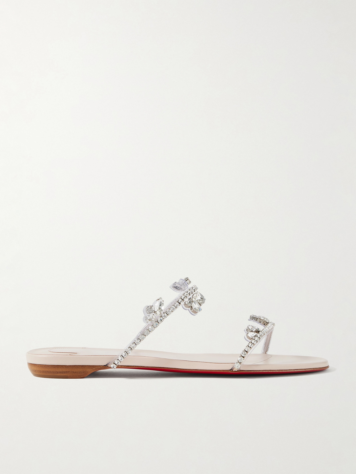 Christian Louboutin Just Queenie Flat Slippers In Silver