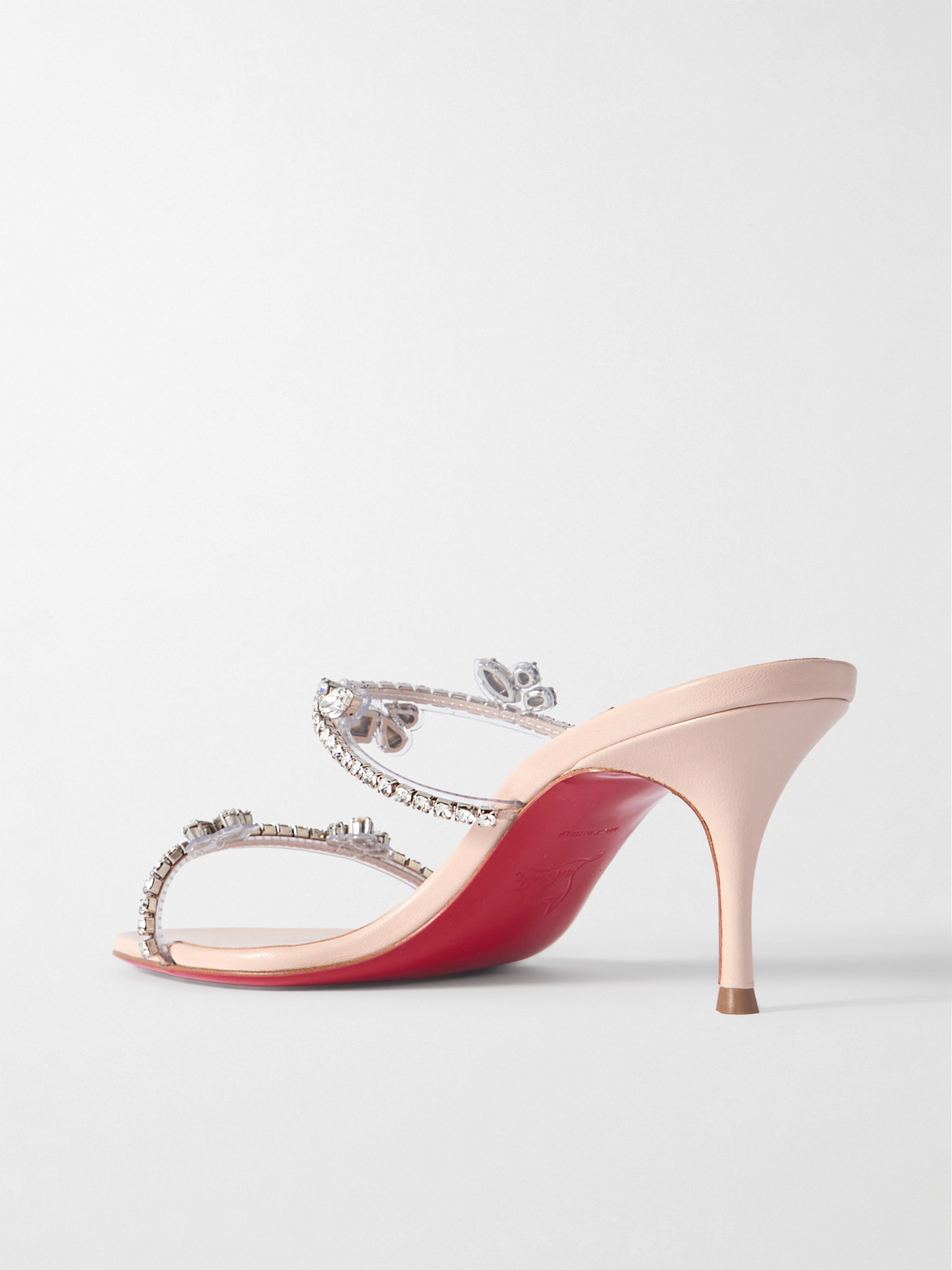 Christian Louboutin Just Queen 70 Crystal-embellished Pvc Mules In Silver