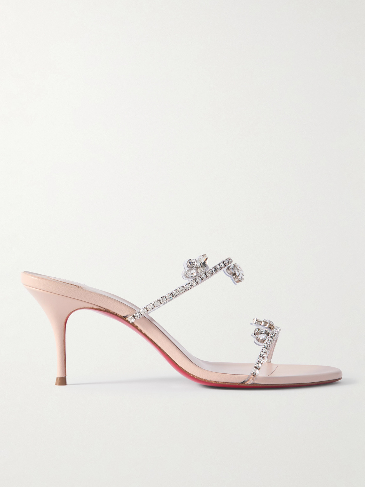 Christian Louboutin - Just Queen 70 Crystal-embellished Pvc Mules - Silver