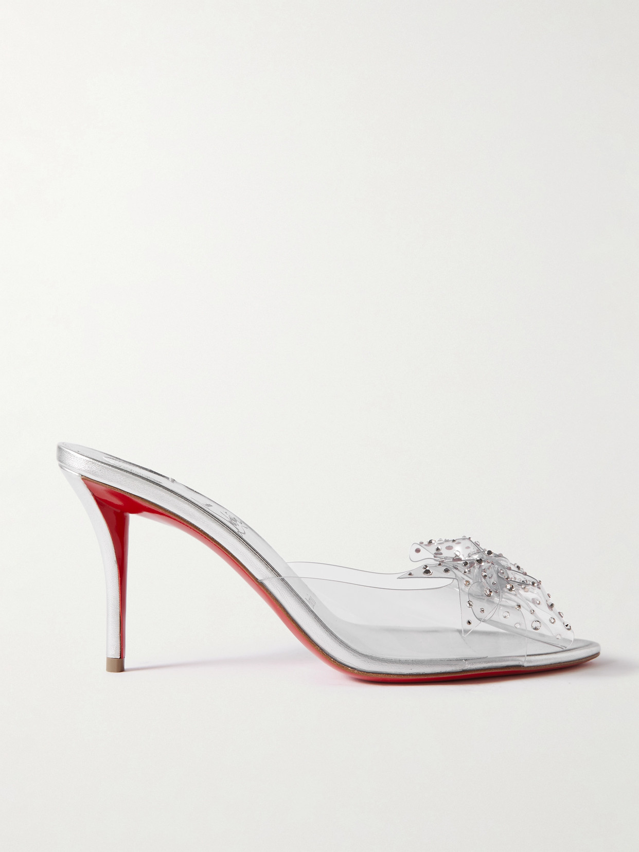 Shop Christian Louboutin Aqua Strass 80 Crystal-embellished Pvc Sandals In Silver