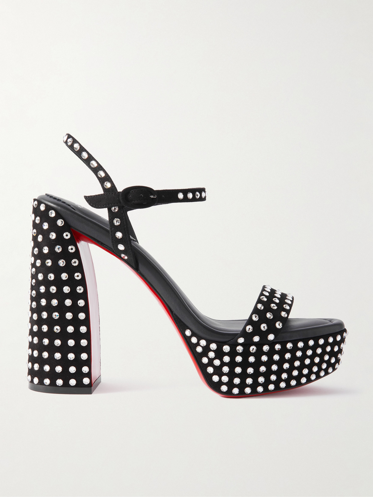 Shop Christian Louboutin Movida Jane 130 Crystal-embellished Suede Platform Sandals In Black