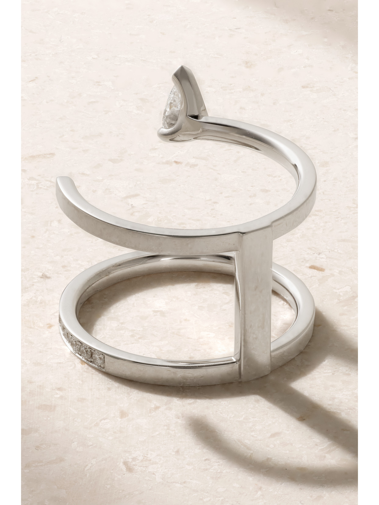 Repossi Serti Sur Vide 18-karat White Gold Diamond Ring In Silver