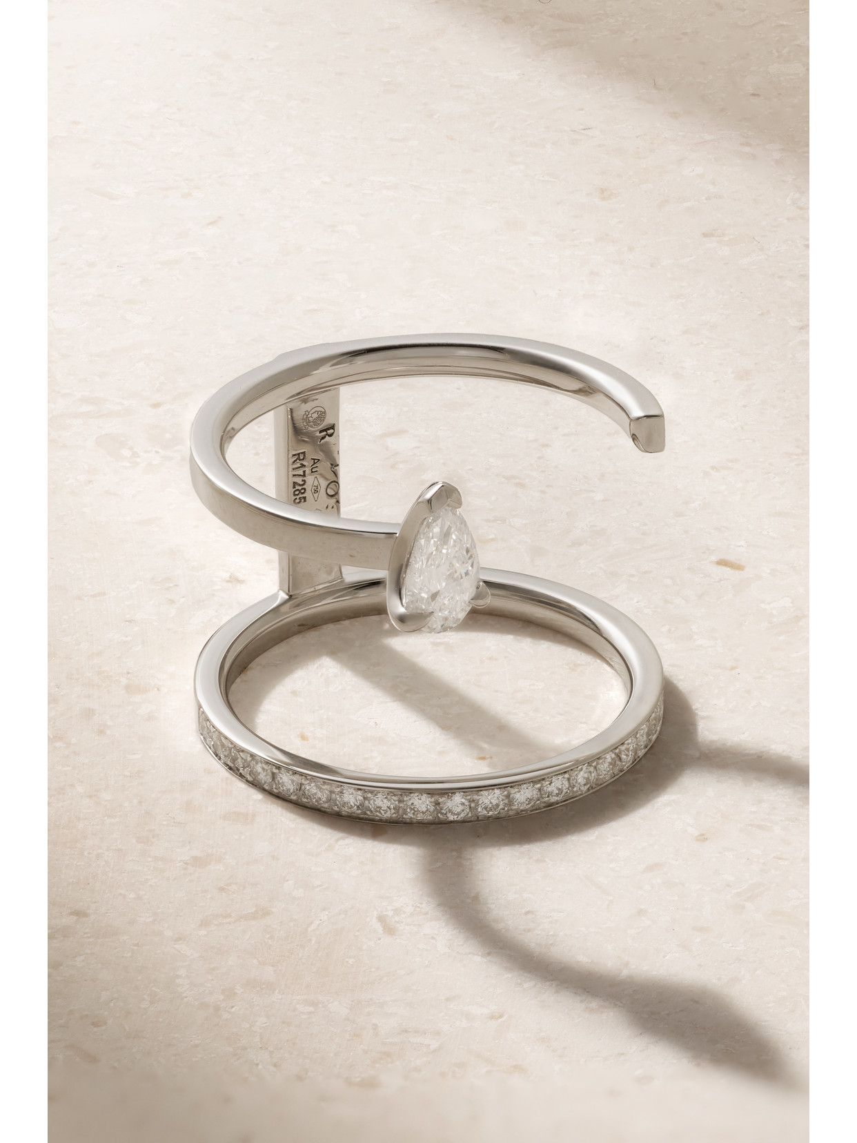 Repossi Serti Sur Vide 18-karat White Gold Diamond Ring In Silver