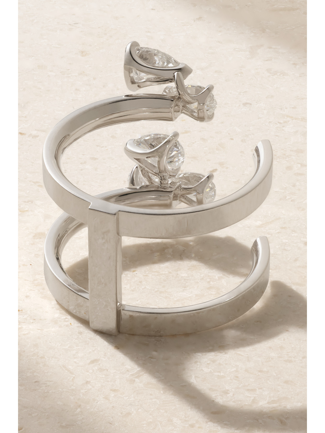 Repossi Serti Sur Vide 18-karat White Gold Diamond Ring In Silver