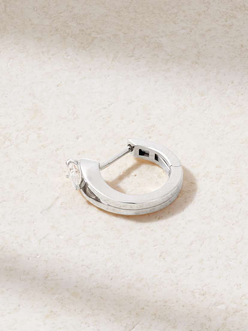 Repossi Serti Inversé 18-karat White Gold Diamond Single Hoop Earring