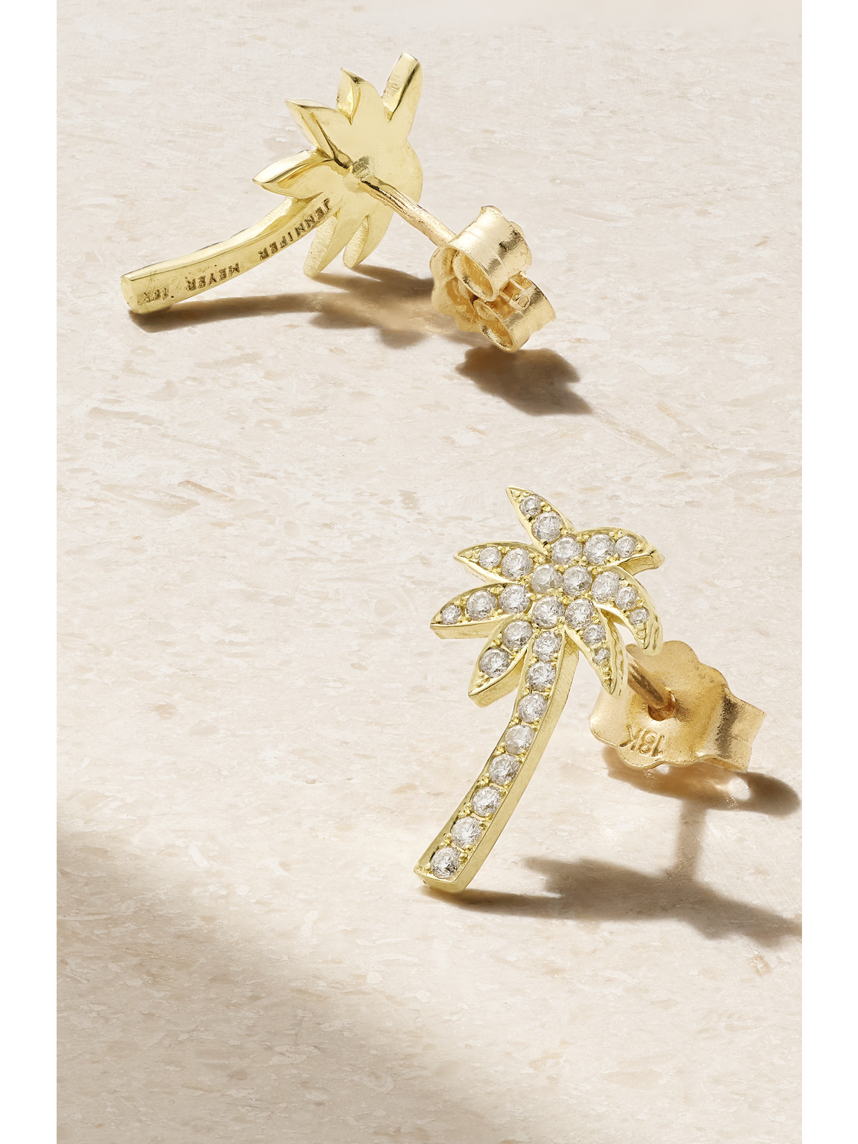 Jennifer Meyer Mini Palm Tree 18-karat Gold Diamonds Earrings In Gold
