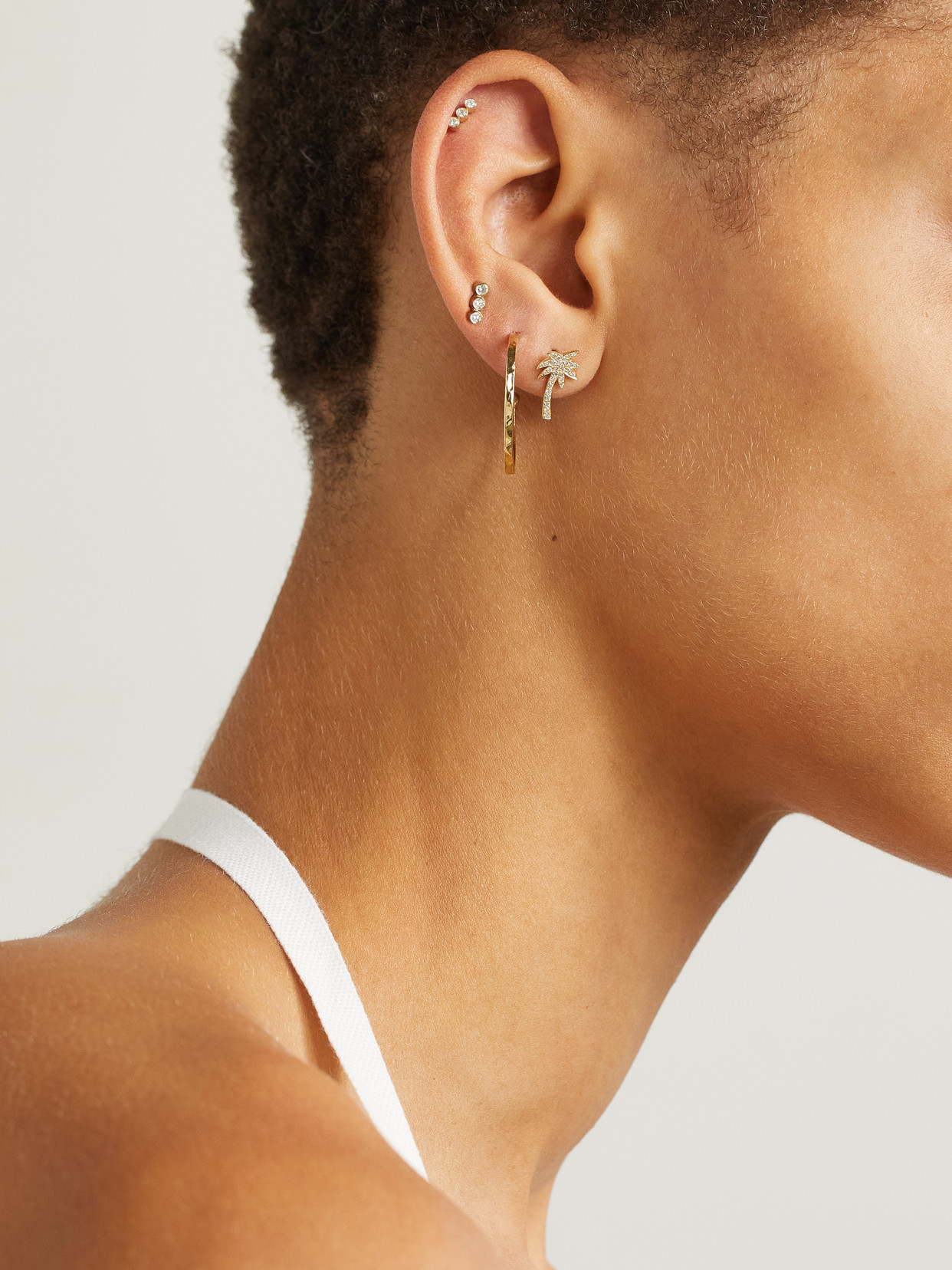 Jennifer Meyer Mini Palm Tree 18-karat Gold Diamonds Earrings In Gold