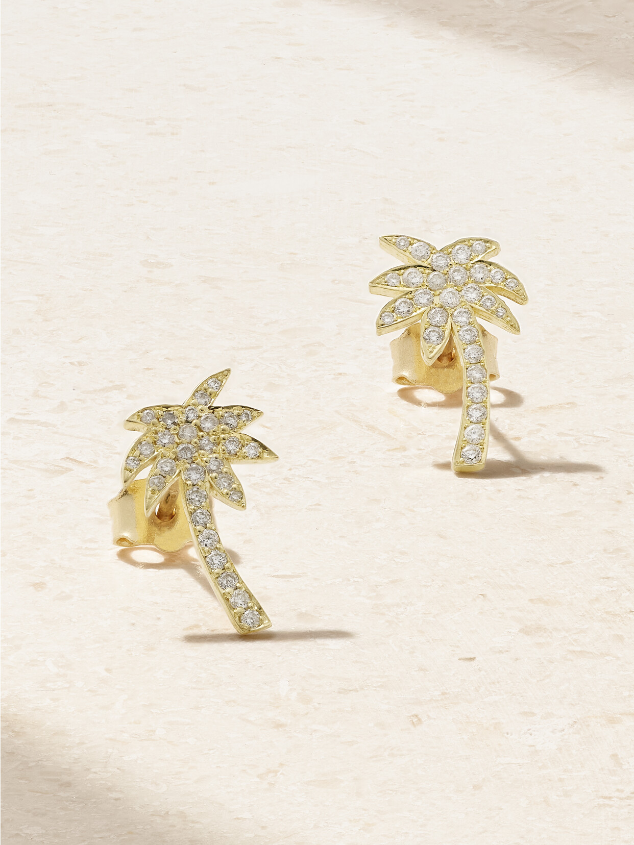 Jennifer Meyer - Mini Palm Tree 18-karat Gold Diamonds Earrings - One size