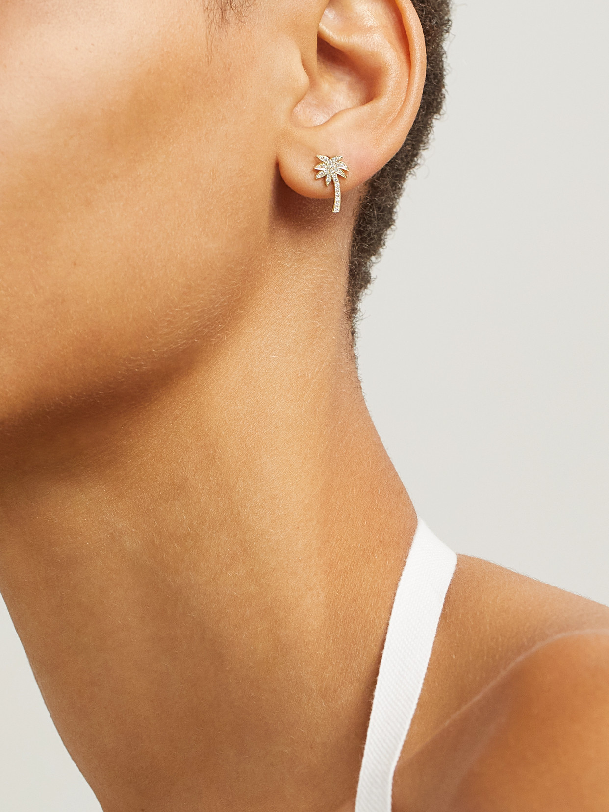 Jennifer Meyer Mini Palm Tree 18-karat Gold Diamonds Earrings In Gold