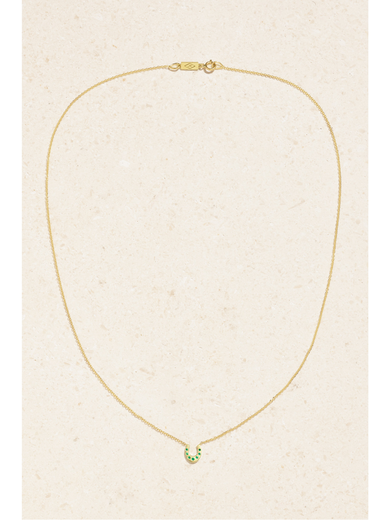 Shop Jennifer Meyer Mini Horseshoe 18-karat Gold Emerald Necklace